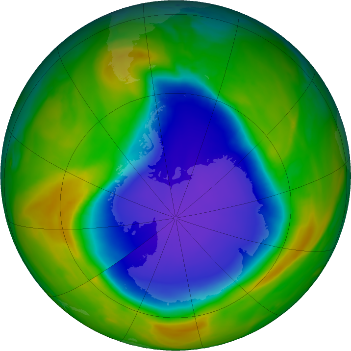 Antarctic ozone map for 29 October 2023